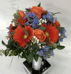 Orange And Blues Bridal Bouquet Upper Darby Polites Florist, Springfield Polites Florist