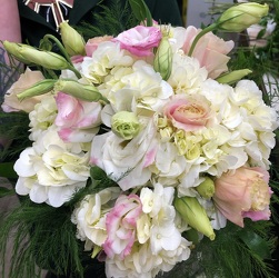 Lisianthus And Hydrangea Bridal Bouquet Upper Darby Polites Florist, Springfield Polites Florist