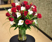Red Roses and Calla Lilies Upper Darby Polites Florist, Springfield Polites Florist