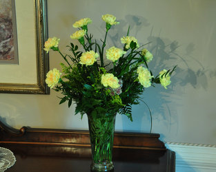 Yellow Carnations Vased Upper Darby Polites Florist, Springfield Polites Florist