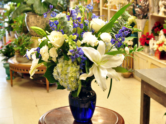 Beautiful in Blue and White Upper Darby Polites Florist, Springfield Polites Florist