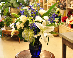 Beautiful in Blue and White Upper Darby Polites Florist, Springfield Polites Florist