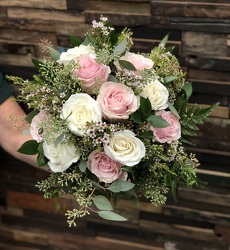 Soft Pinks/Whites With Seeded Eucalyptus Bridal Bouquet  Upper Darby Polites Florist, Springfield Polites Florist
