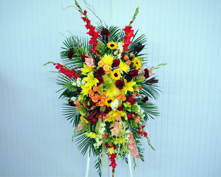 Colorful Sympathy Standing Spray Upper Darby Polites Florist, Springfield Polites Florist