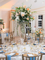 Mirabal Wedding Reception - Centerpiece Tall Upper Darby Polites Florist, Springfield Polites Florist