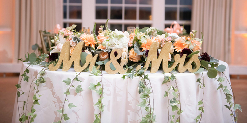 Mirabal Wedding - Sweetheart Table Upper Darby Polites Florist, Springfield Polites Florist