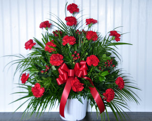 Funeral Basket-All Carnations Upper Darby Polites Florist, Springfield Polites Florist