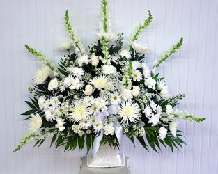 Funeral Basket - All White Upper Darby Polites Florist, Springfield Polites Florist