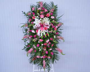 Pink Tribute Standing Spray Upper Darby Polites Florist, Springfield Polites Florist