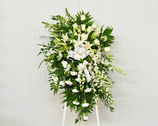 Quiet Tribute Standing Spray Upper Darby Polites Florist, Springfield Polites Florist