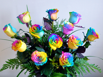 A Dozen Rainbow Roses Upper Darby Polites Florist, Springfield Polites Florist