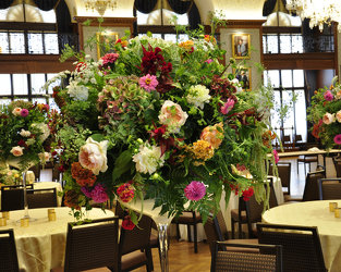 Sarsfield Wedding Reception - Centerpiece Tall Upper Darby Polites Florist, Springfield Polites Florist