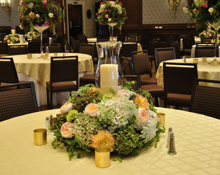 Sarsfield Wedding Reception - Centerpiece Low Upper Darby Polites Florist, Springfield Polites Florist