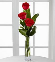 Three Roses in Bud Vase Upper Darby Polites Florist, Springfield Polites Florist