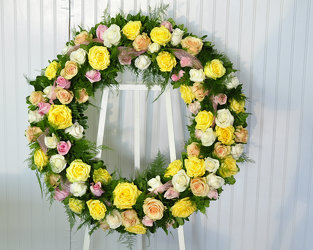 Vibrant Sympathy Wreath Upper Darby Polites Florist, Springfield Polites Florist