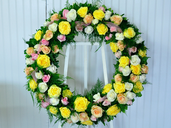 Vibrant Sympathy Wreath Upper Darby Polites Florist, Springfield Polites Florist