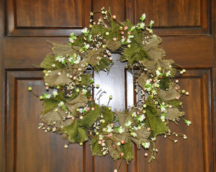 Wreath-Berries and Burlap Upper Darby Polites Florist, Springfield Polites Florist