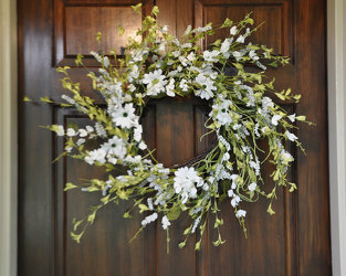 Wreath- White Zinnias and Veronica Upper Darby Polites Florist, Springfield Polites Florist