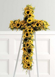 Standing Cross with Sunflowers Upper Darby Polites Florist, Springfield Polites Florist