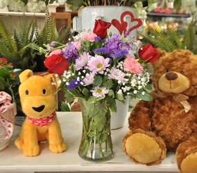 Valentine's Day Water Vase Upper Darby Polites Florist, Springfield Polites Florist